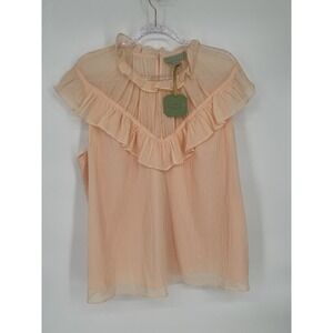 Ryegrass Pink Peach Women's Blouse Size XXL Sleeveless Ruffle Collar NWT Org $59